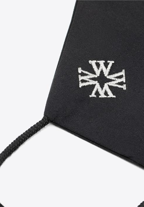 Maseczka bawełniana profilowana z białym monogramem, czarny, MASECZKA-4L, Zdjęcie 2