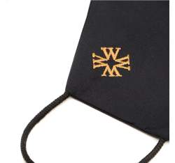 Maseczka bawełniana profilowana ze złotym monogramem, czarny, MASECZKA-3M, Zdjęcie 1