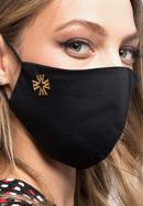 Cotton face cover mask with a golden monogram, black, MASECZKA-3M, Photo 5