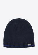Men's hat with contrasting stripe, navy blue-blue, 97-HF-015-86, Photo 1