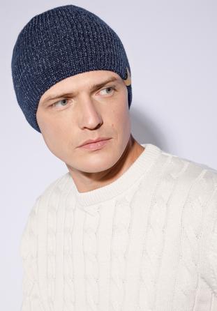 Men's winter beanie hat, navy blue, 95-HF-017-7, Photo 1