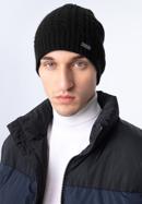 Men's cable knit winter hat, black, 97-HF-010-7, Photo 15