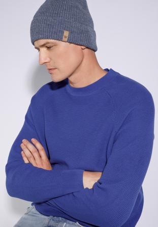 Męska czapka zimowa klasyczna, ciemnoniebieski, 95-HF-007-7M, Zdjęcie 1