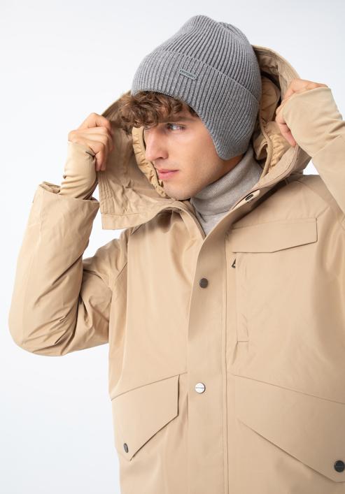 Męska czapka zimowa z ochroną na uszy, szary, 97-HF-012-8, Zdjęcie 15