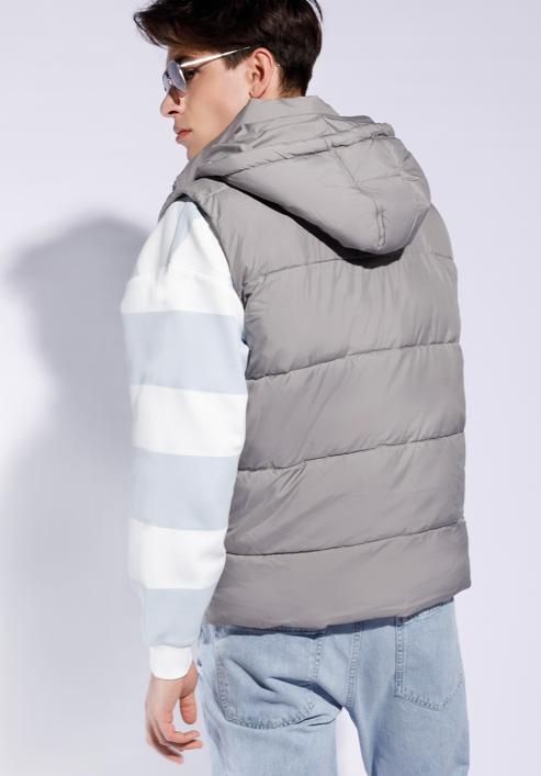 Men's quilted hooded gilet, grey, 93-9D-450-8-XL, Photo 2