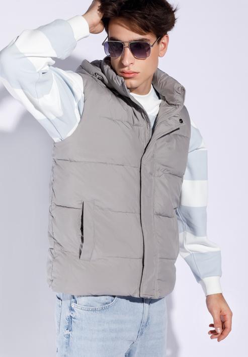 Men's quilted hooded gilet, grey, 93-9D-450-8-M, Photo 3