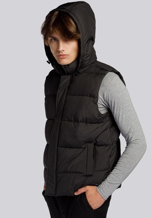 Men's quilted hooded gilet, black, 93-9D-450-8-2XL, Photo 4