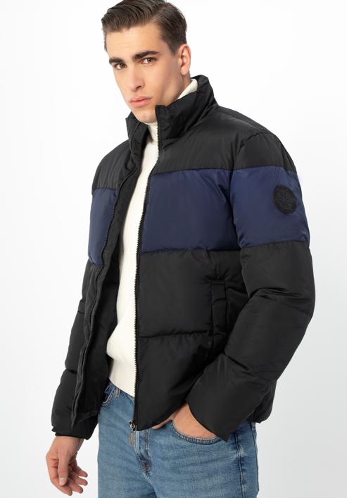 Men's padded jacket, black-navy blue, 97-9D-951-NZ-XL, Photo 2
