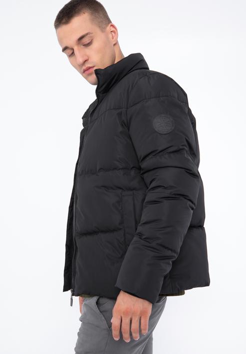 Męska kurtka pikowana prosta, czarny, 97-9D-951-1N-XL, Zdjęcie 3