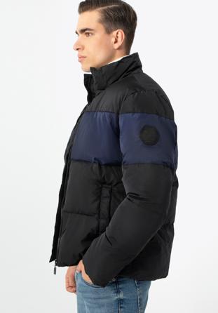 Męska kurtka pikowana prosta, czarno-granatowy, 97-9D-951-1N-XL, Zdjęcie 1