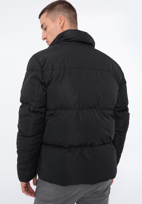 Męska kurtka pikowana prosta, czarny, 97-9D-951-1-M, Zdjęcie 4