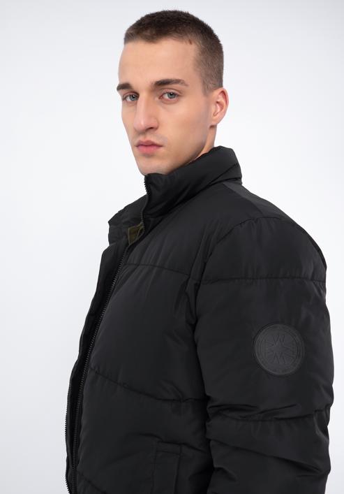 Męska kurtka pikowana prosta, czarny, 97-9D-951-1N-M, Zdjęcie 5