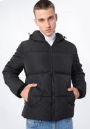 Męska kurtka pikowana z kapturem, czarny, 97-9D-952-N-XL, Zdjęcie 1