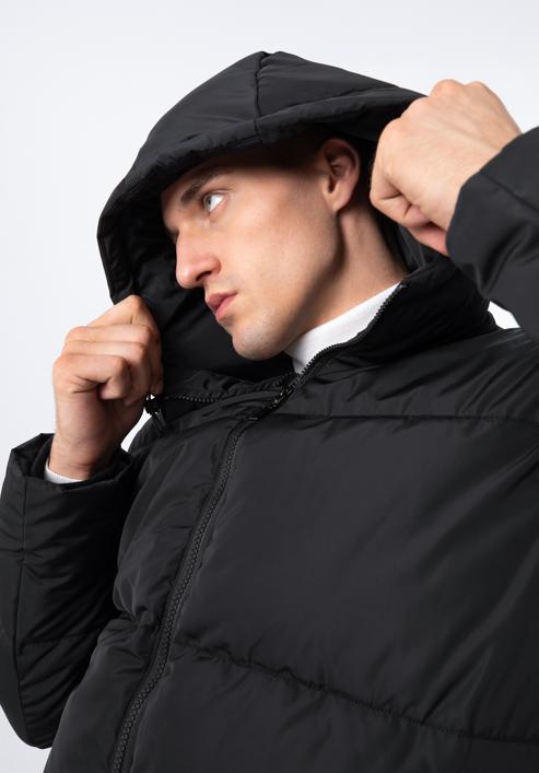 Męska kurtka pikowana z kapturem, czarny, 97-9D-952-1-L, Zdjęcie 5