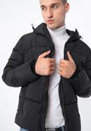 Męska kurtka pikowana z kapturem, czarny, 97-9D-952-N-2XL, Zdjęcie 6