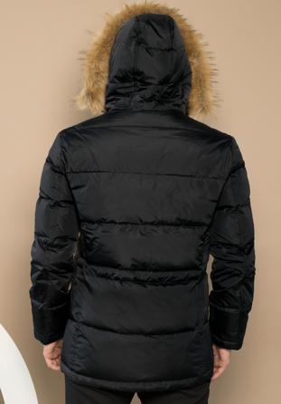 Męska kurtka puchowa z kapturem, czarny, 91-9D-450-1-2XL, Zdjęcie 1