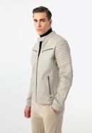 Men's leather jacket, beige grey, 97-09-252-8-M, Photo 2