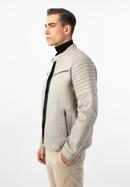 Men's leather jacket, beige grey, 97-09-252-8-L, Photo 3
