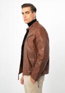Men's leather jacket, dark brown, 97-09-253-1-S, Photo 2