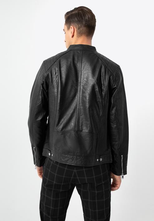 Men's leather jacket, black, 97-09-253-4-S, Photo 4