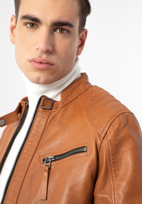 Men's leather jacket, brown, 97-09-253-1-S, Photo 6