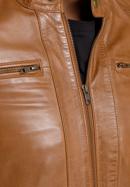 Męska kurtka skórzana z przeszyciami na ramionach, brązowy, 94-09-550-ND-L, Zdjęcie 5