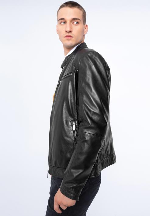 Men's leather racer jacket, ebony, 97-09-856-4-2XL, Photo 2
