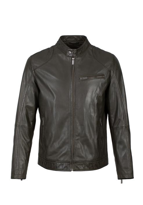 Men's leather racer jacket, green, 97-09-856-Z-M, Photo 30