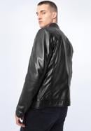 Men's leather racer jacket, ebony, 97-09-856-N-XL, Photo 4