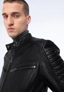 Men's leather racer jacket, ebony, 97-09-850-5-S, Photo 20