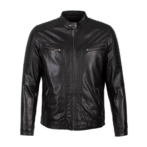 Men's leather racer jacket, ebony, 97-09-850-1-L, Photo 30