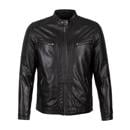 Men's leather racer jacket, ebony, 97-09-850-4-M, Photo 30