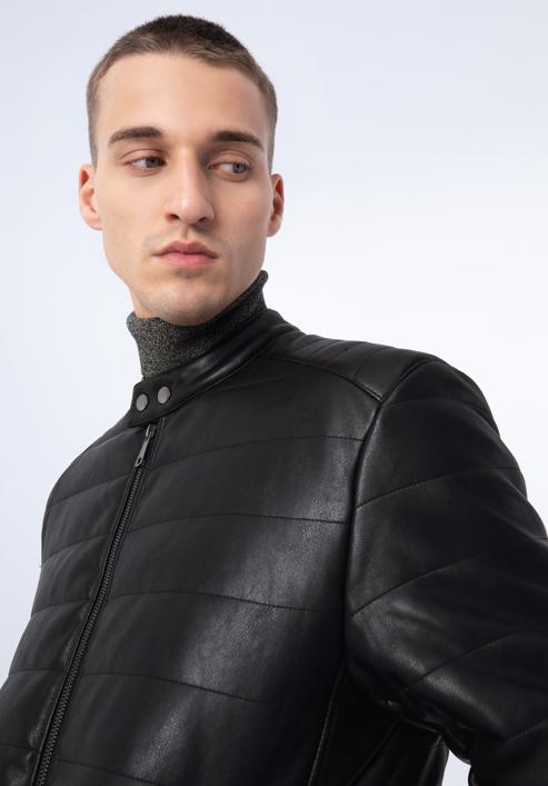 Men's quilted faux leather jacket, black, 97-9P-156-1-L, Photo 19