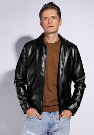Men's faux leather jacket, black, 95-9P-150-1-3XL, Photo 1