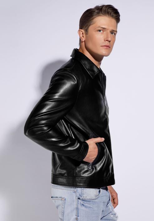 Men's faux leather jacket, black, 95-9P-150-1-2XL, Photo 2