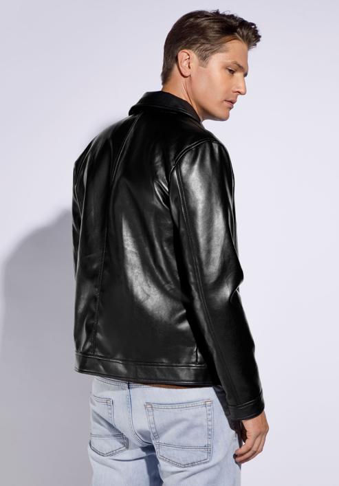 Men's faux leather jacket, black, 95-9P-150-1-3XL, Photo 4