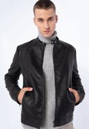 Men's faux leather racer jacket, black, 97-9P-155-4-XL, Photo 1