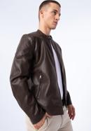 Men's faux leather racer jacket, dark brown, 97-9P-155-4-M, Photo 17