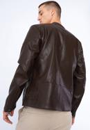 Men's faux leather racer jacket, dark brown, 97-9P-155-4-2XL, Photo 18