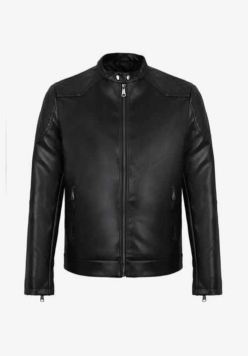 Men's faux leather racer jacket, black, 97-9P-155-4-2XL, Photo 30