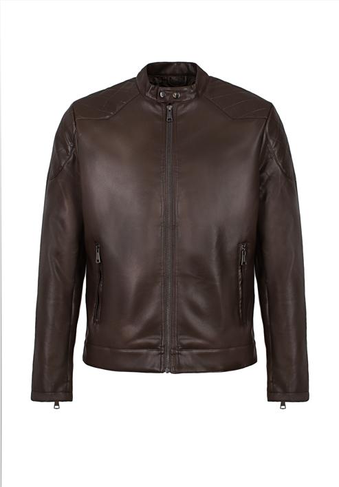 Men's faux leather racer jacket, dark brown, 97-9P-155-4-M, Photo 30