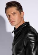 Men's faux leather jacket with quilting detail, black, 95-9P-152-1-L, Photo 5