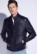 Men's faux leather jacket, navy blue, 96-9P-152-N-2XL, Photo 1