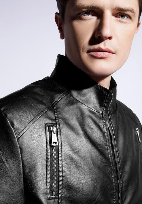 Men's faux leather jacket, black, 96-9P-152-1-S, Photo 6
