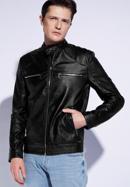 Men's short stand collar jacket, black, 96-9P-150-1-2XL, Photo 1