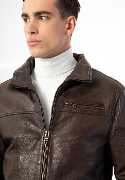 Men's soft leather jacket, brown, 97-09-254-1-S, Photo 5