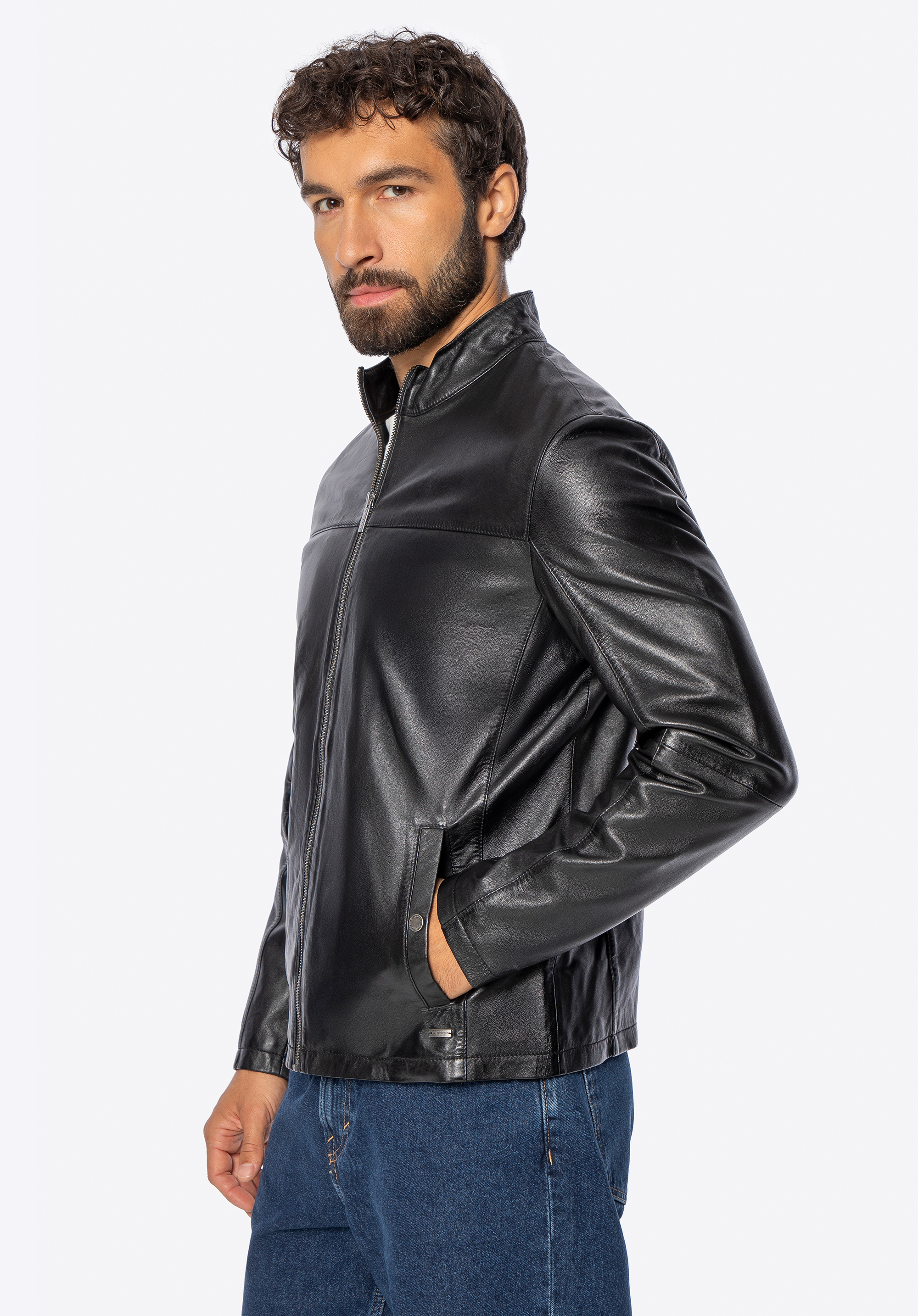 Męska kurtka z naturalnej skóry owczej, czarny, 101-09-850-1-S, Zdjęcie 1