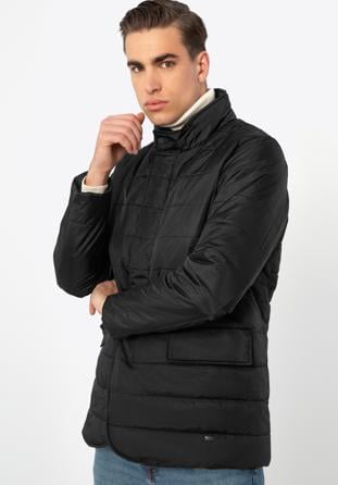 Męska kurtka z nylonu pikowana, czarny, 97-9D-450-1-XL, Zdjęcie 1