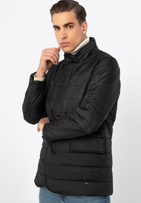 Men's quilted nylon jacket, black, 97-9D-450-1-S, Photo 2