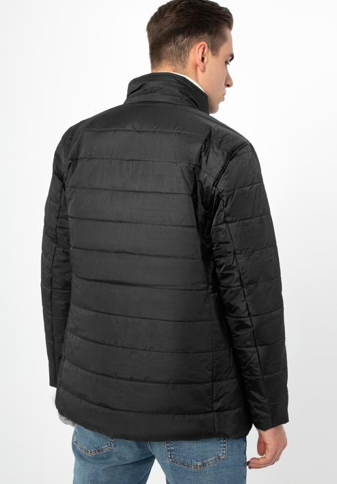 Men's quilted nylon jacket, black, 97-9D-450-1-S, Photo 4
